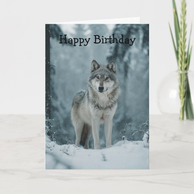 Wolf im Winter Karte (Vorderseite)
