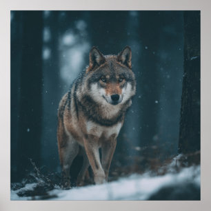 Wolf im Winter Poster