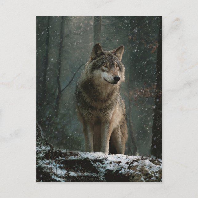 Wolf im Winter Postkarte (Vorderseite)