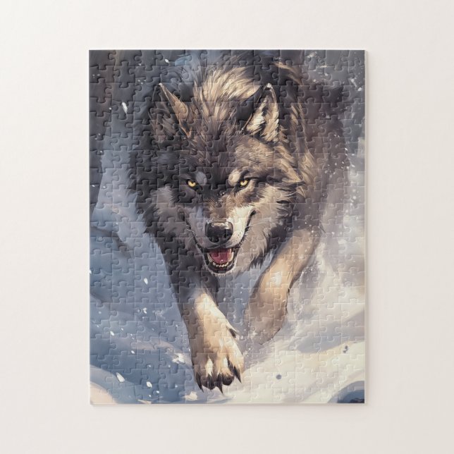 Wolf im Winter Puzzle (Vertikal)