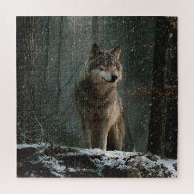 Wolf im Winter Puzzle (Vertikal)