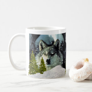 Wolf im Winter Schnee Wildtierliebhaber Kaffee Kaffeetasse