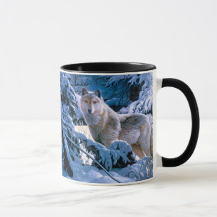 Wolf im Winter Waldmalerei Tasse