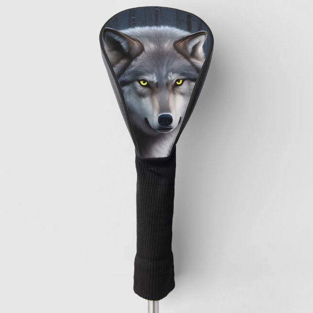Wolf im Winterwald Golf Headcover (Vorderseite)