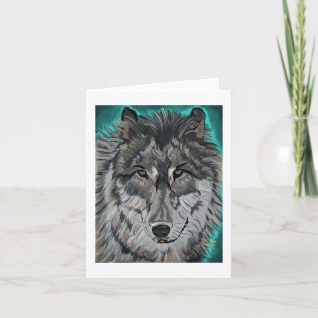 Wolf in aquamarinem Eis notecard Karte (Vorderseite)
