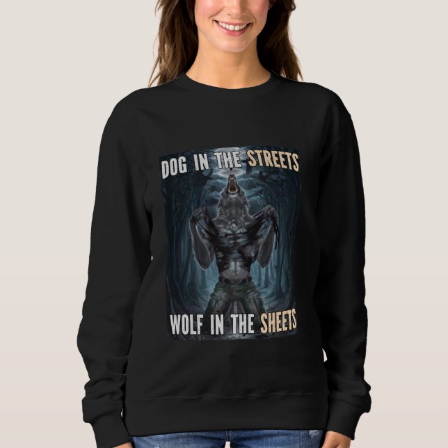Wolf in den Blättern Funny Alpha Werwolf Wolf Meme Sweatshirt (Vorderseite)