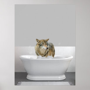 Wolf in der Badewanne Bubble bath  Poster