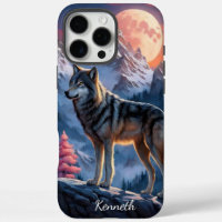 Wolf in der Mondlicht-Nacht heulen