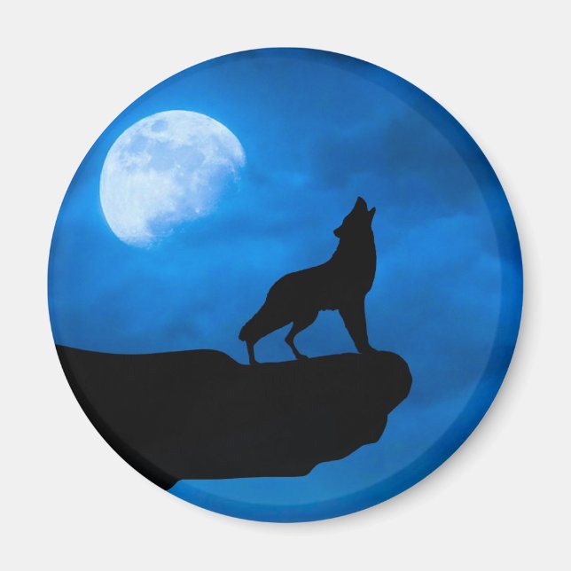 Wolf in der Nacht Magnet (Vorne)