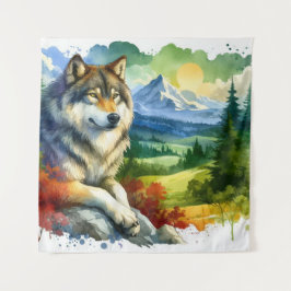 Wolf in der Natur Wandteppich