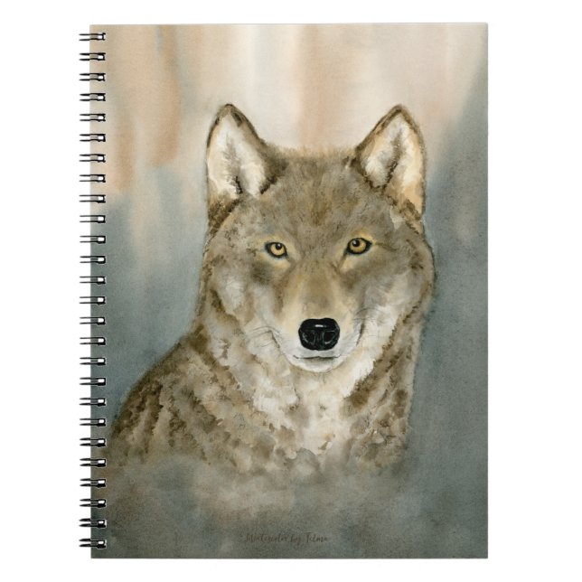 Wolf in der Nebelfarbe Spiral Foto Notebook Notizblock (Vorderseite)