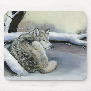 Wolf in der Schnee-KunstMausunterlage Mousepad