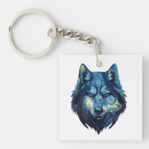 Wolf in der Sternennacht abstrakte Tierwelt Schlüsselanhänger