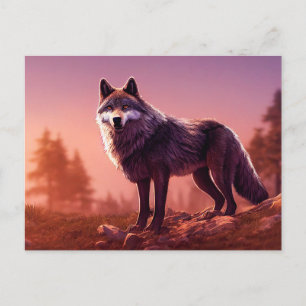 Wolf in der Wildnis Postkarte