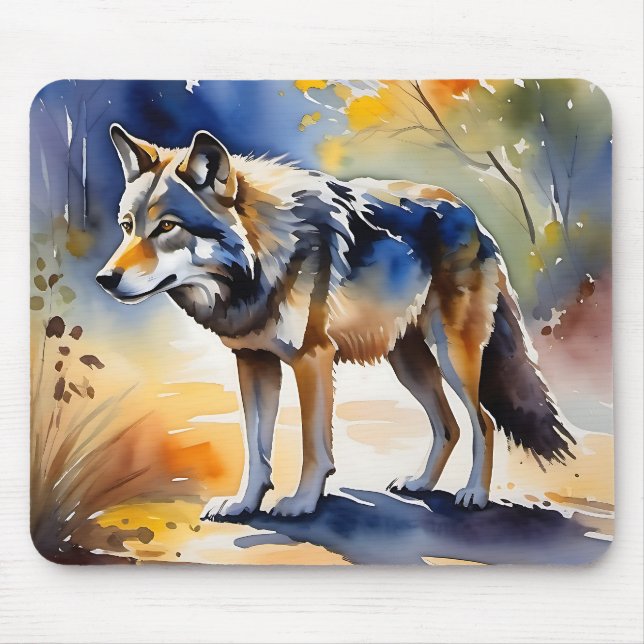 Wolf in einem Aquarellbild Mousepad (Vorne)