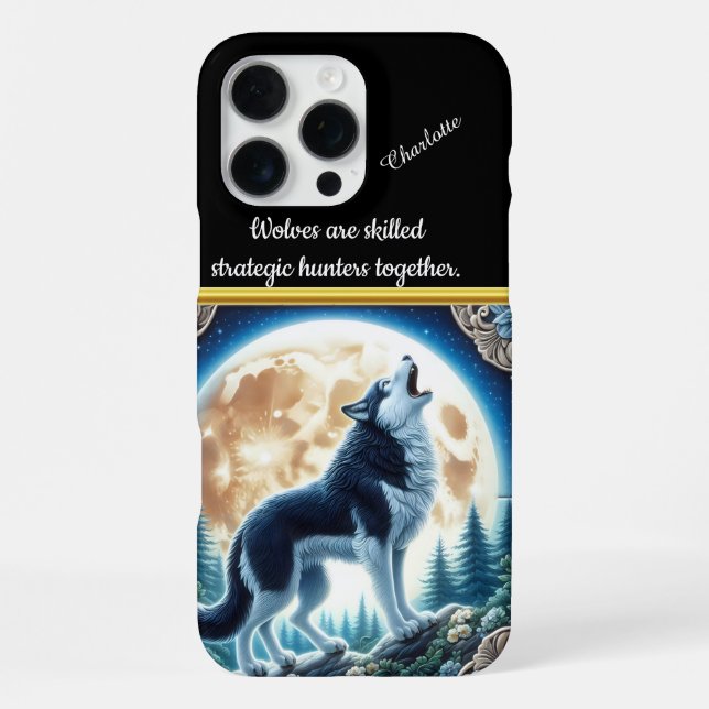 Wolf in einem Mondwald iPhone Hülle (Rückseite)