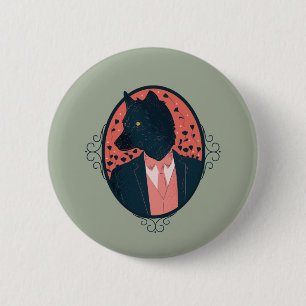 Wolf in menschlicher Kleidung Button