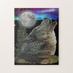 Wolf in Nachtposter Puzzle