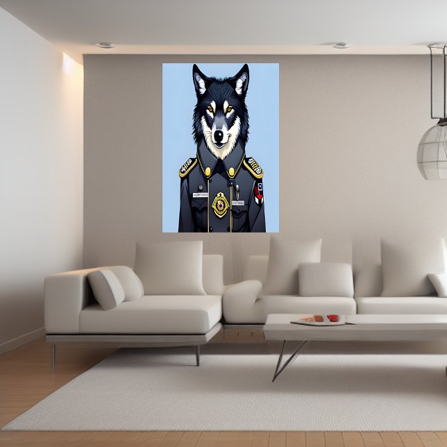 Wolf in Polizeiuniform | AI Art Poster (Von Creator hochgeladen)