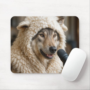 Wolf in Schafbekleidung, der einen Podcast macht Mousepad