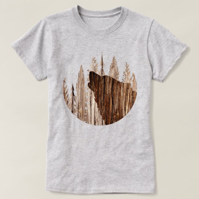 Wolf in texturiertem Holz T-Shirt (Design vorne)