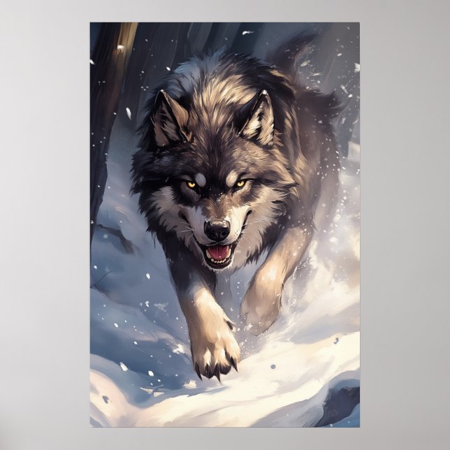 Wolf in winter poster (Vorne)