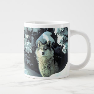 Wolf in winterlicher Waldstärke Jumbo-Tasse