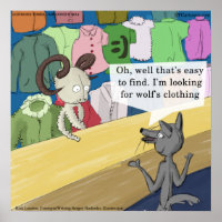 Wolf in Wolfs Kleidung Witziges Poster