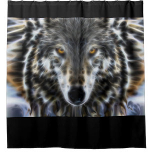 Wolf Inspiration Portrait in der Dekoration Duschvorhang