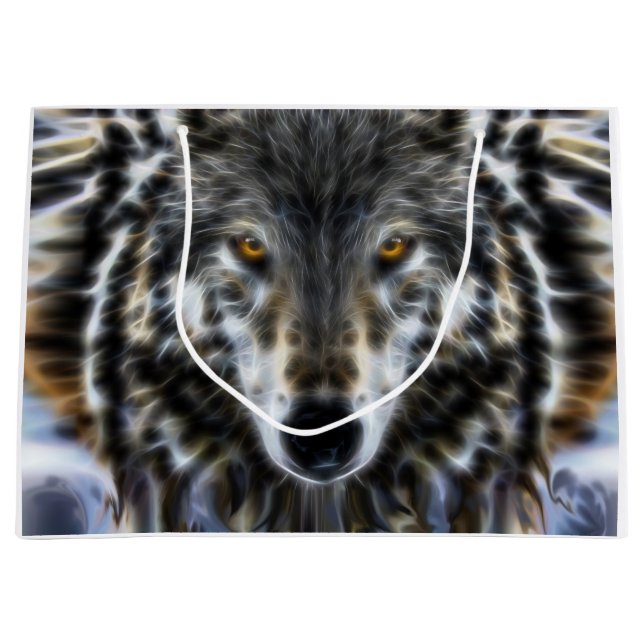 Wolf Inspirational Design Portrait Große Geschenktüte (Vorderseite)