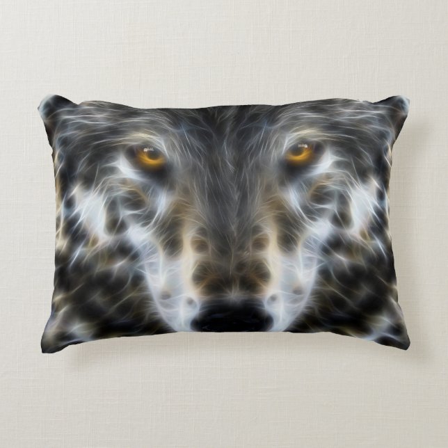 Wolf Inspirational Design Portrait Zierkissen (Vorderseite)