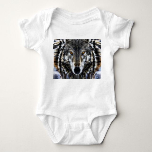 Wolf Inspirational Grafik-Portrait Baby Strampler (Vorderseite)