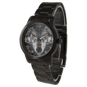 Wolf Inspirational Grafik Portrait Dial Armbanduhr