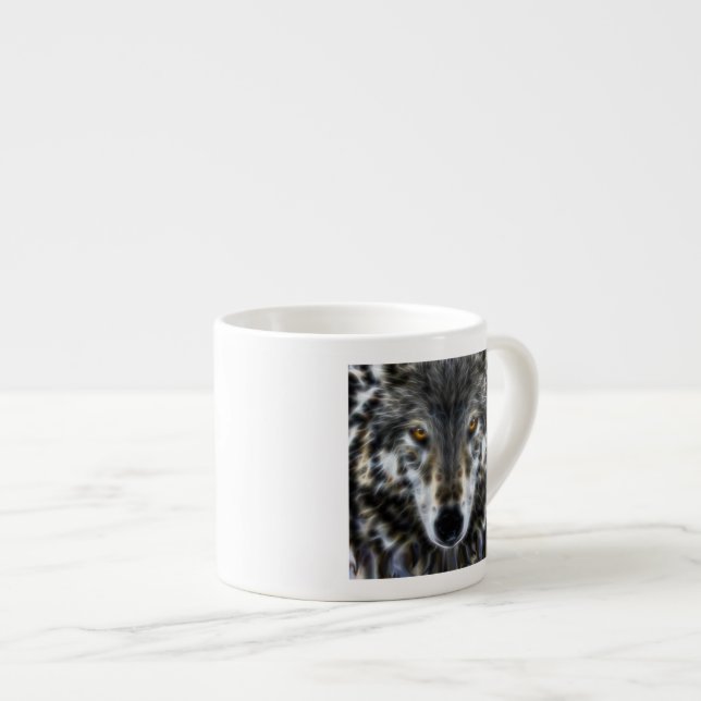 Wolf Inspirational Grafik-Portrait Espressotasse (Vorderseite Rechts)