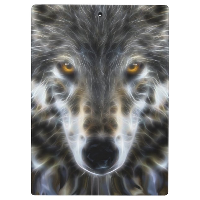 Wolf Inspirational Grafik-Portrait Klemmbrett (Rückseite)