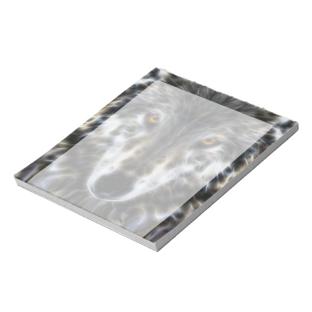 Wolf Inspirational Grafik-Portrait Notizblock (Rotiert)