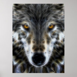Wolf Inspirational Grafik-Portrait Poster