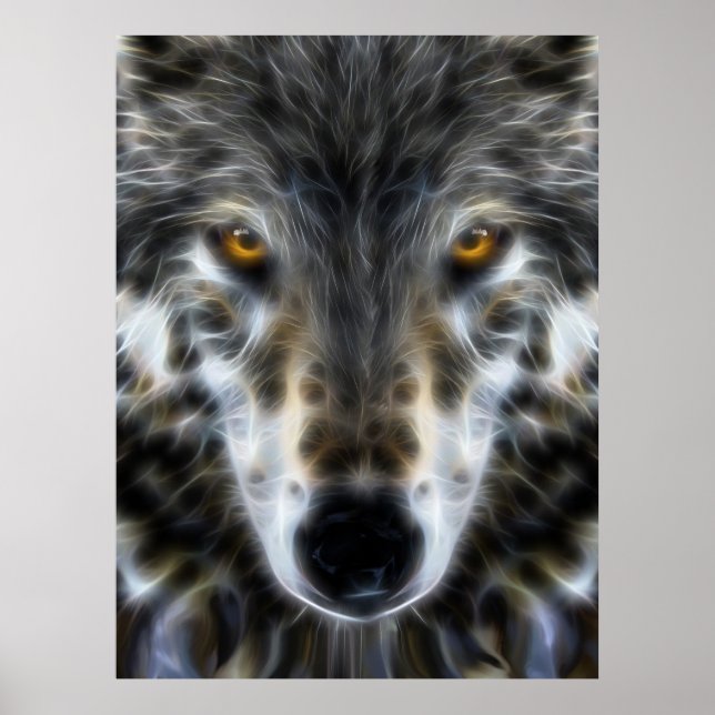 Wolf Inspirational Grafik-Portrait Poster (Vorne)