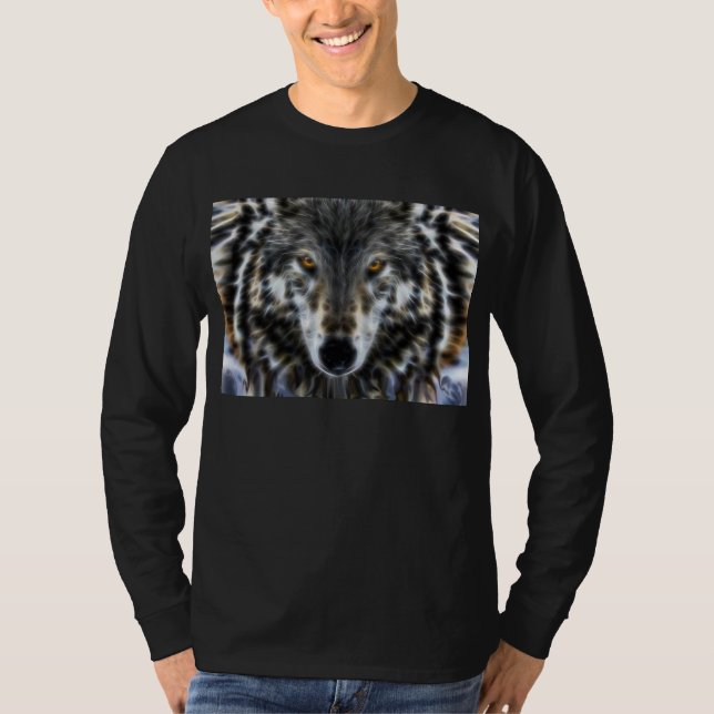 Wolf Inspirational Grafik-Portrait T-Shirt (Vorderseite)