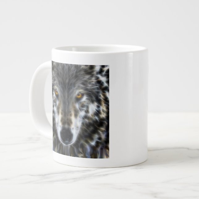 Wolf-inspirierend grafisches Porträt Jumbo-Tasse (Vorderseite Links)