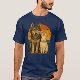 Wolf Kaninchen Retro-Tierfreunde vintage T-Shirt