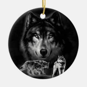 Wolf Keramik Ornament