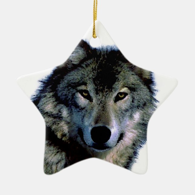 Wolf Keramik Ornament (Vorne)
