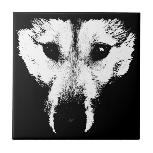 Wolf Keramik Tile Wolf Pup Schlittenhunde Decke Fliese (Vorderseite)