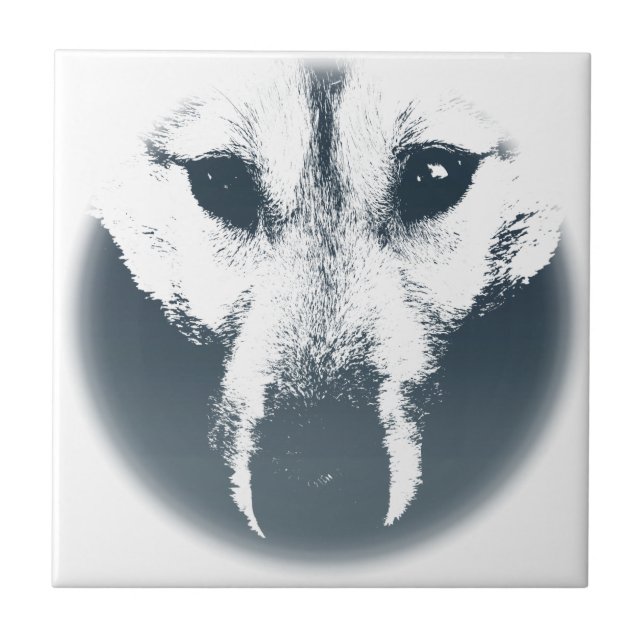Wolf Keramik Tile Wolf Pup Schlittenhunde Decke Fliese (Vorderseite)