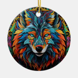 Wolf Keramik-Tree-Dekoration Keramik Ornament