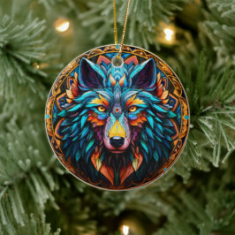 Wolf Keramik-Tree-Dekoration Keramik Ornament