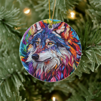 Wolf Keramik-Tree-Dekoration Keramik Ornament