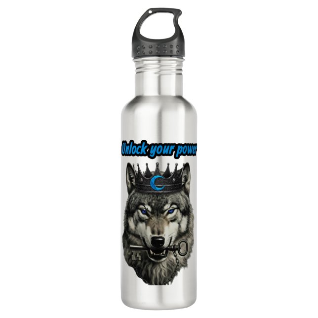 wolf king unlock your power edelstahlflasche (Vorderseite)