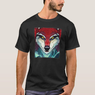 Wolf Kopf Design Art Raubtier Aufdruck mit wi T-Shirt
